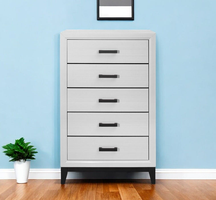 Wood Five Drawer Standard Chest - White