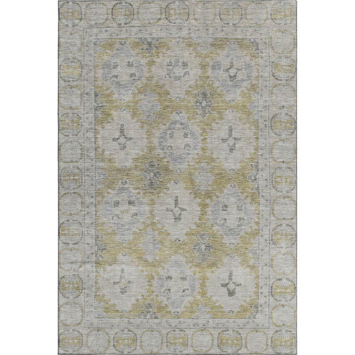 10' X 14' Oriental Washable Area Rug With UV Protection (700505) - Wheat / Gray