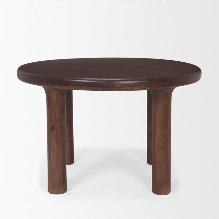 48" Solid Wood Round Top Dining Table - Brown