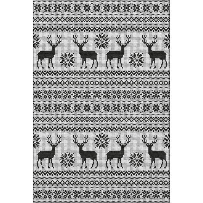 10' X 14' Abstract Geometric Washable Area Rug With UV Protection (702002) - Silver / Black / Ivory