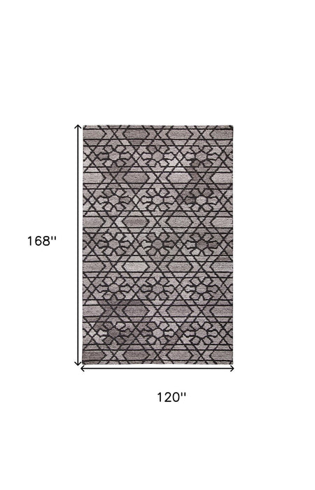 10' x 14' Wool Paisley Hand Tufted Area Rug - Black And Taupe