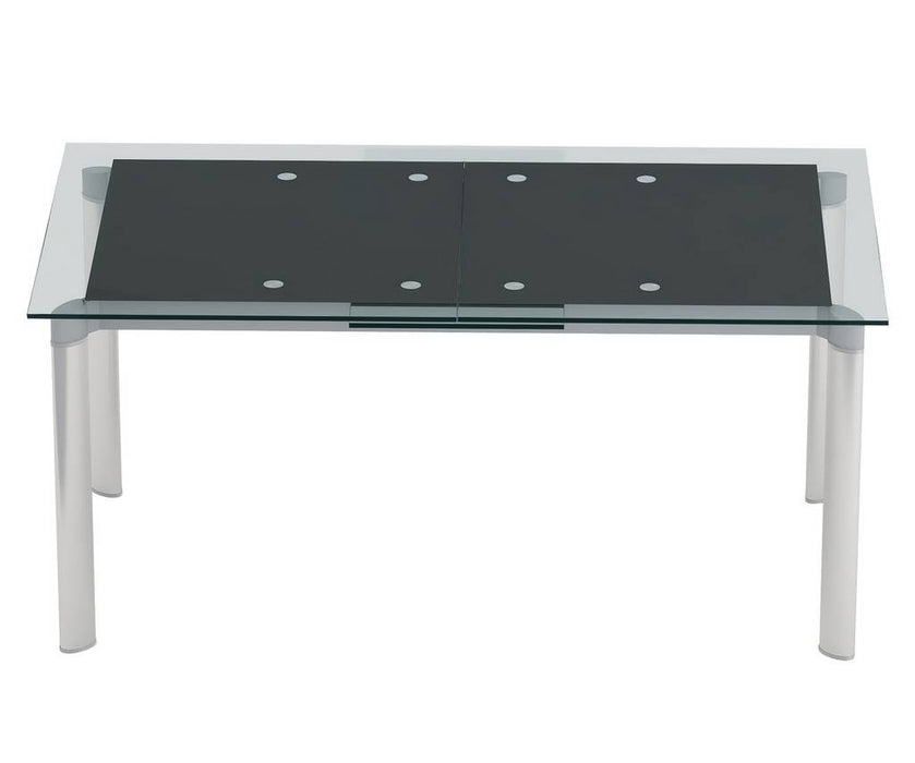 Chintaly TARA Modern Extendable Black Glass Dining Table Black Glass / SS