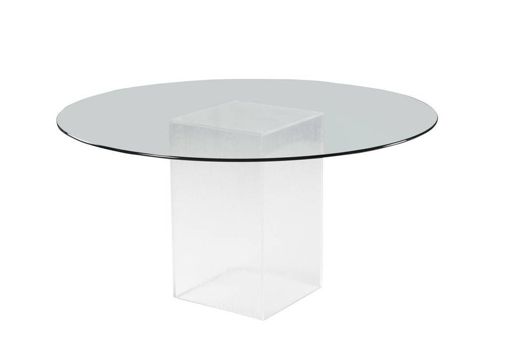 Chintaly VALERIE Contemporary Round Tempered Glass Dining Table