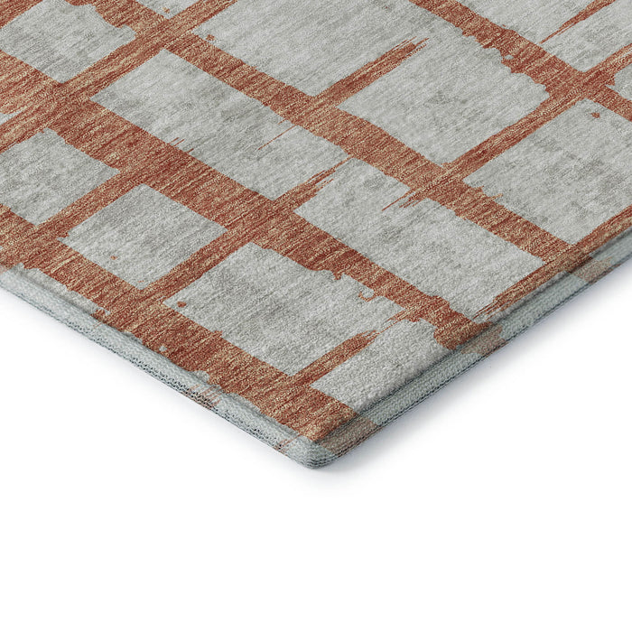 10' X 14' Striped Washable Area Rug With UV Protection (669360) - Coral / Beige