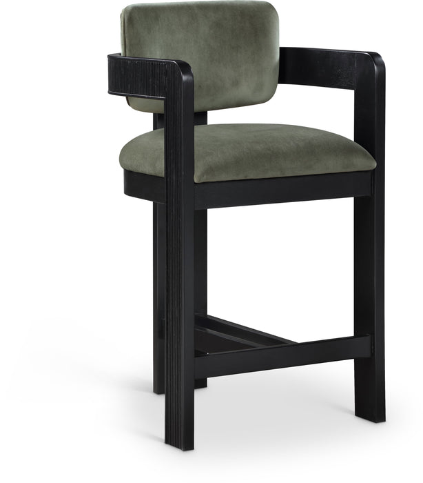 Sacha - Velvet Stool With Black Base