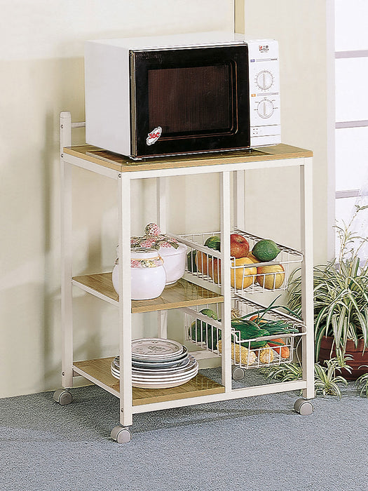 Kelvin 3-shelf Mobile Kitchen Cart Natural Brown and White