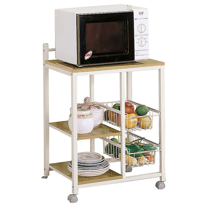 Kelvin 3-shelf Mobile Kitchen Cart Natural Brown and White