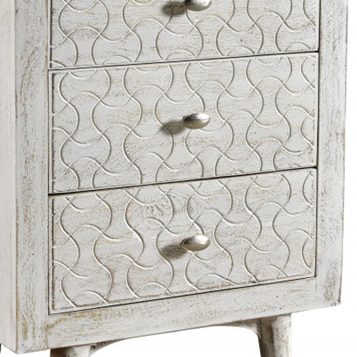 30" Three Drawer Nightstand - White