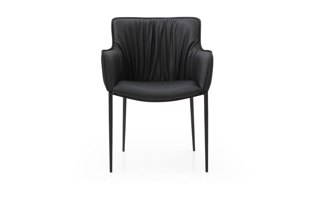 Faux Leather Steel Dining Arm Chair - Black