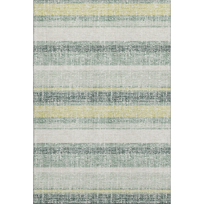 10' X 14' Striped Washable Area Rug With UV Protection (718629) - Pale Aqua / Beige