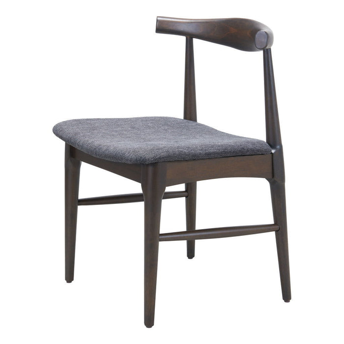 Upholstered Fabric Open Back Side Chairs For Dining Room (Set of 2) - Gray / Brown
