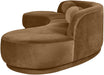 Meridian Furniture Avra 146-inch velvet performance fabric upholstered sectional sofa with plush cushions and modern design.