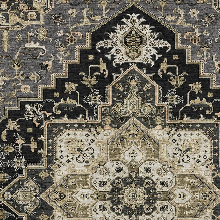 10' X 14' Oriental Washable Area Rug With UV Protection (681293) - Black / Gold / Beige