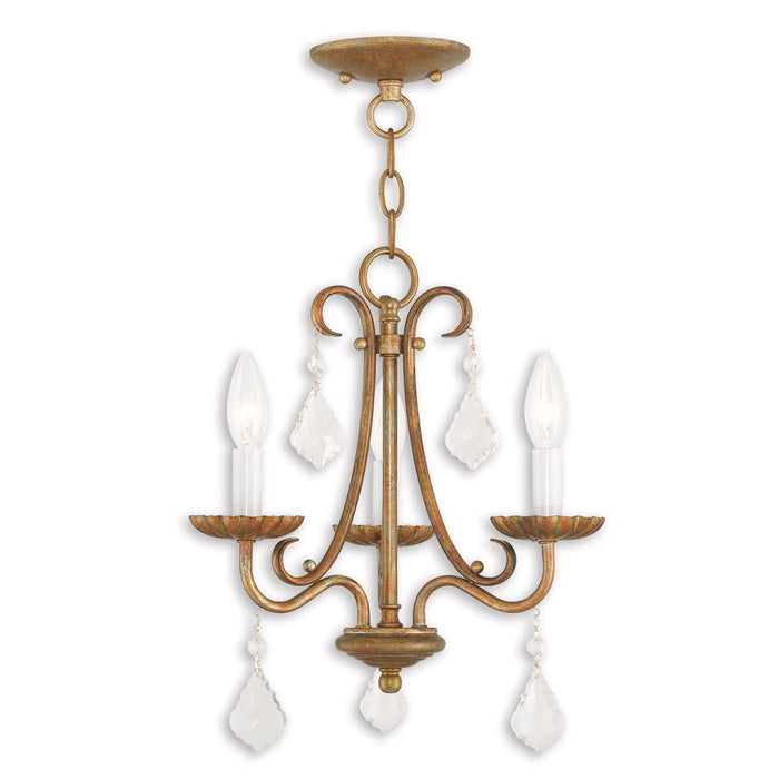 15" Three Light Dimmable Chandelier With Shades - Gold