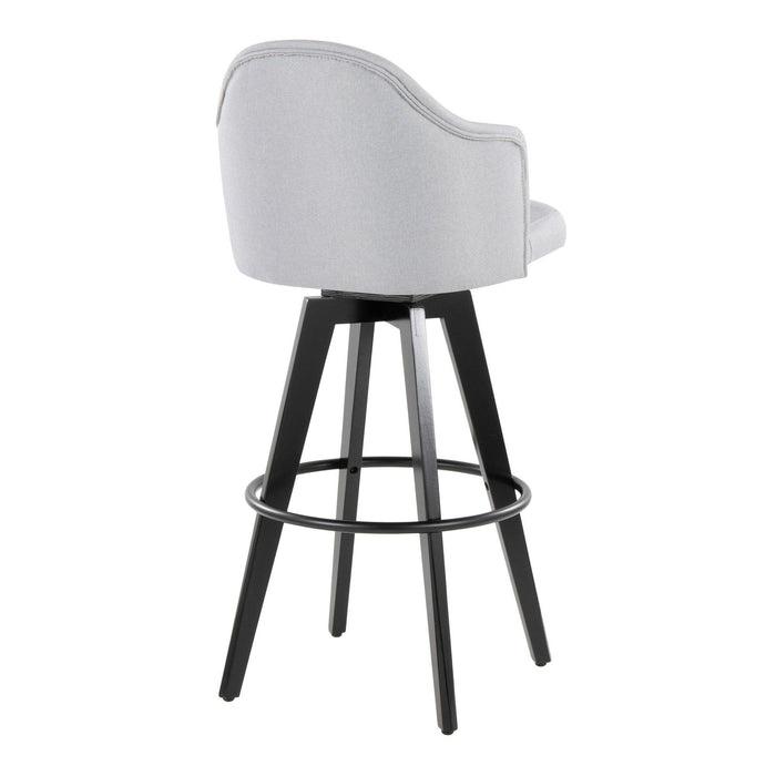 Ahoy - Upholstered Fixed-Height Barstool (Set of 2) - Black Base, Black Footrest
