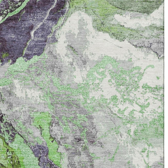 10' X 14' Abstract Washable Area Rug With UV Protection (707737) - Green / Lavender / Ivory