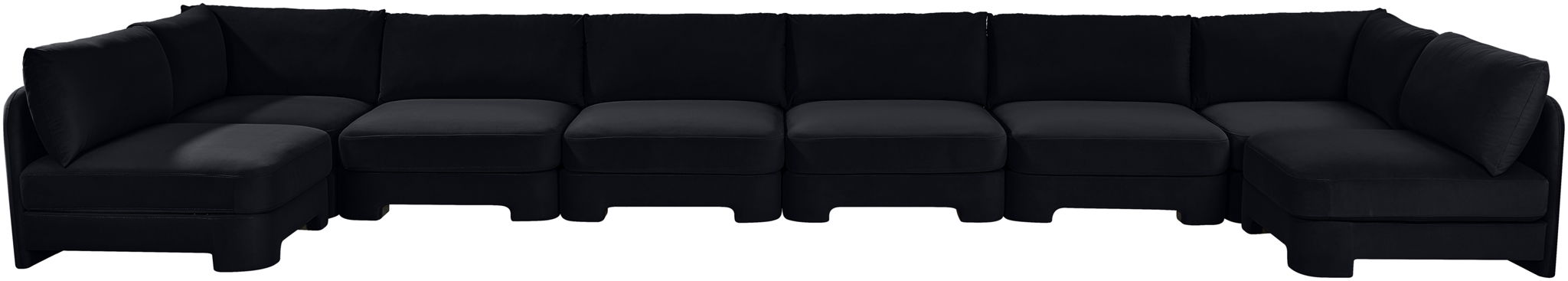 Beige Hammond velvet performance fabric U-shaped sectional sofa by Meridian Furniture with armless chaise and plush cushions.