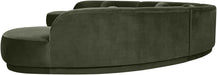 Meridian Furniture Avra velvet performance fabric upholstered sectional sofa in a spacious stationary sectional design.