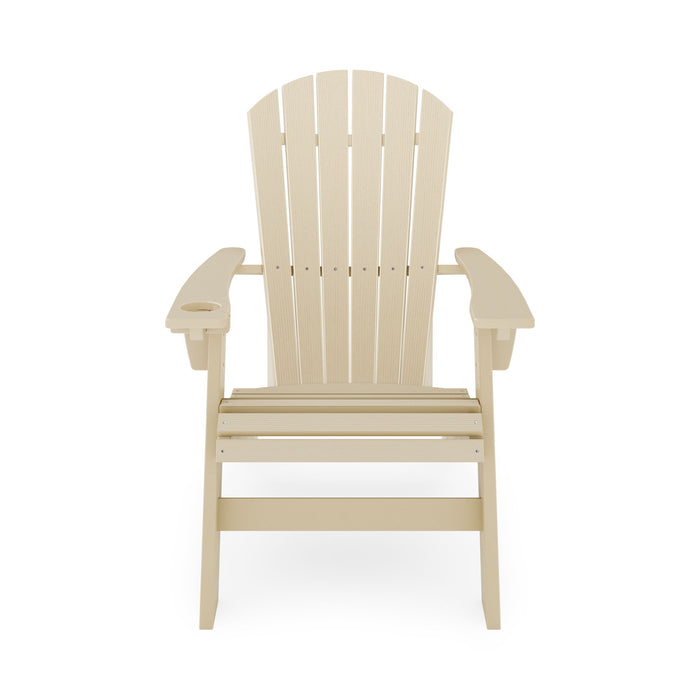 Giga Adirondack arm chair made of durable HDPE poly lumber, ideal for poolside, patio, and garden relaxation.
