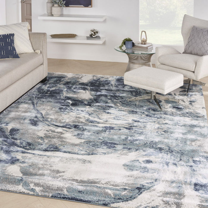 8' X 10' Modern Abstract Power Loom Area Rug - Blue