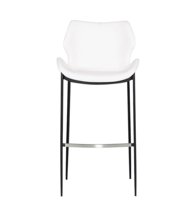 Faux Leather And Steel Low Back Bar Height Bar Chairs (Set of 2) - White And Black