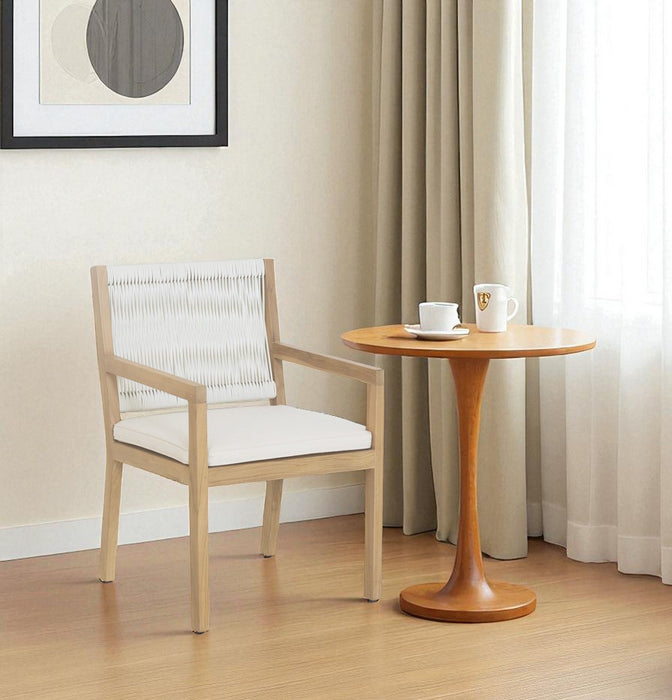 Upholstered Faux Leather Dining Arm Chair - Natural