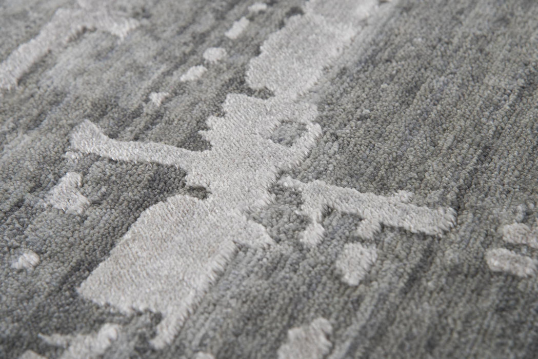 8' X 10' New Zealand Lambs Wool Abstract Hand Carved Handmade Area Rug (747052) - Gray / Light Gray