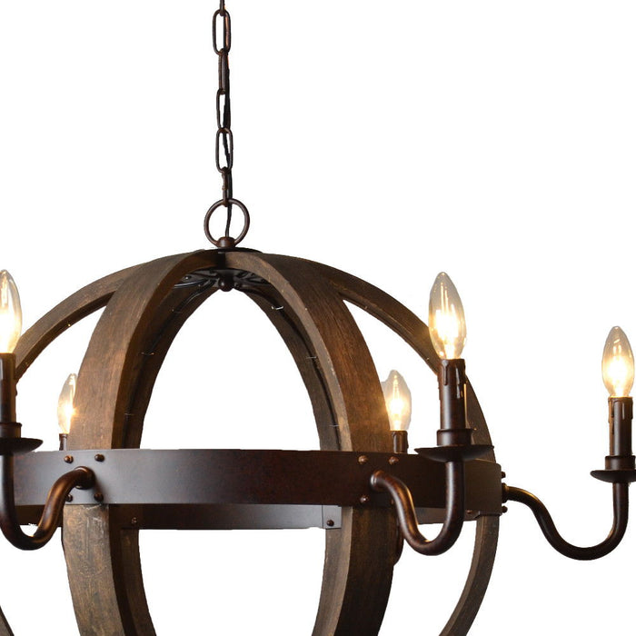 Unique Statement Six Light Metal Chandelier - Brown