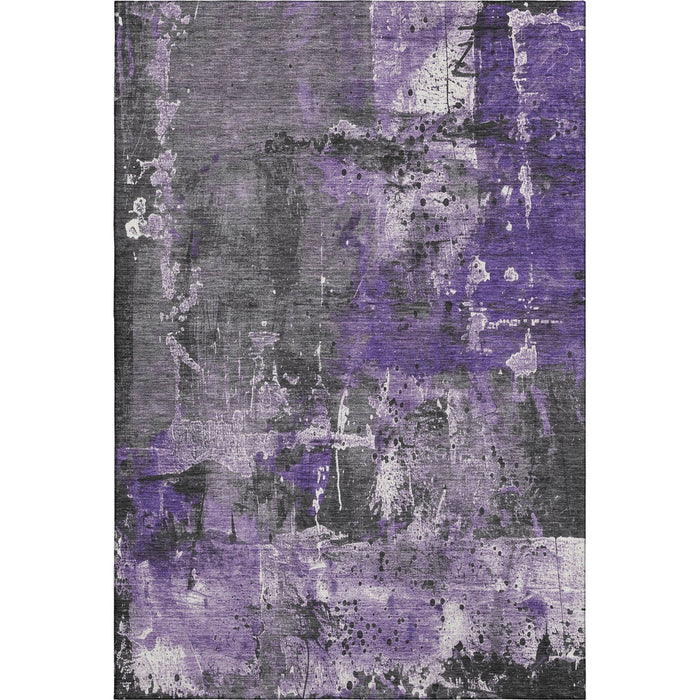 10' X 14' Abstract Washable Area Rug With UV Protection (705371) - Purple / Gray / Ivory