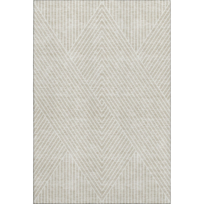 10' X 14' Geometric Washable Area Rug With UV Protection (674628) - Beige / Ivory