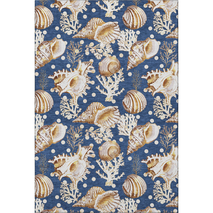 3' X 5' Geometric Washable Area Rug With UV Protection (645817) - Blue / Ivory / Beige
