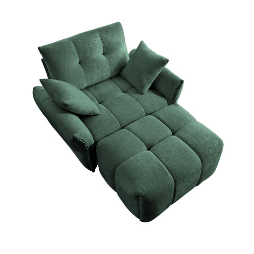 Giga ergonomic single seater sofa with matching ottoman, high resilience support cushions, stationary chair for comfortable relaxation