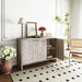 Giga farmhouse-style wooden accent sideboard with four doors, suitable for living room, entryway, or dining room storage.