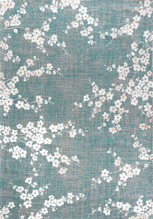 7' X 9' Oriental Washable Area Rug With UV Protection (609908) - Blue / White