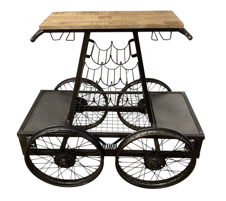 Rustic Rail Car Bar Cart - Black