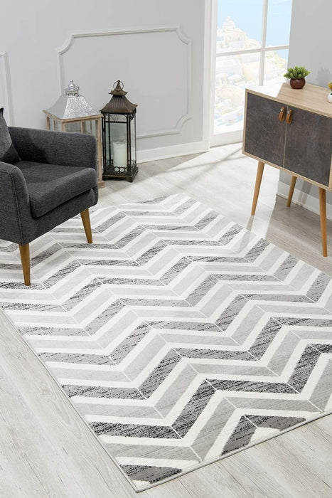 8' x 11' Chevron Dhurrie Area Rug - Gray