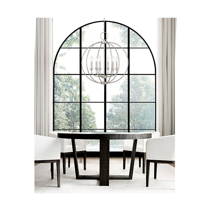 Six Light Dimmable Chandelier With Shades - Nickel