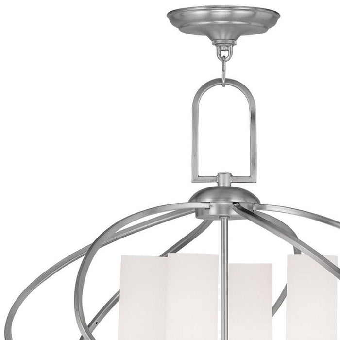21" Four Light Dimmable Chandelier With Shades - Nickel