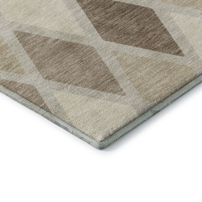 10' X 14' Geometric Washable Area Rug With UV Protection (670513) - Taupe / Beige / Ivory
