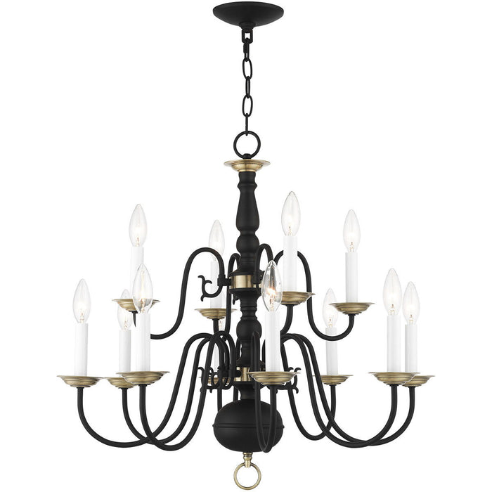 Twelve Light Dimmable Chandelier With Shades - Black