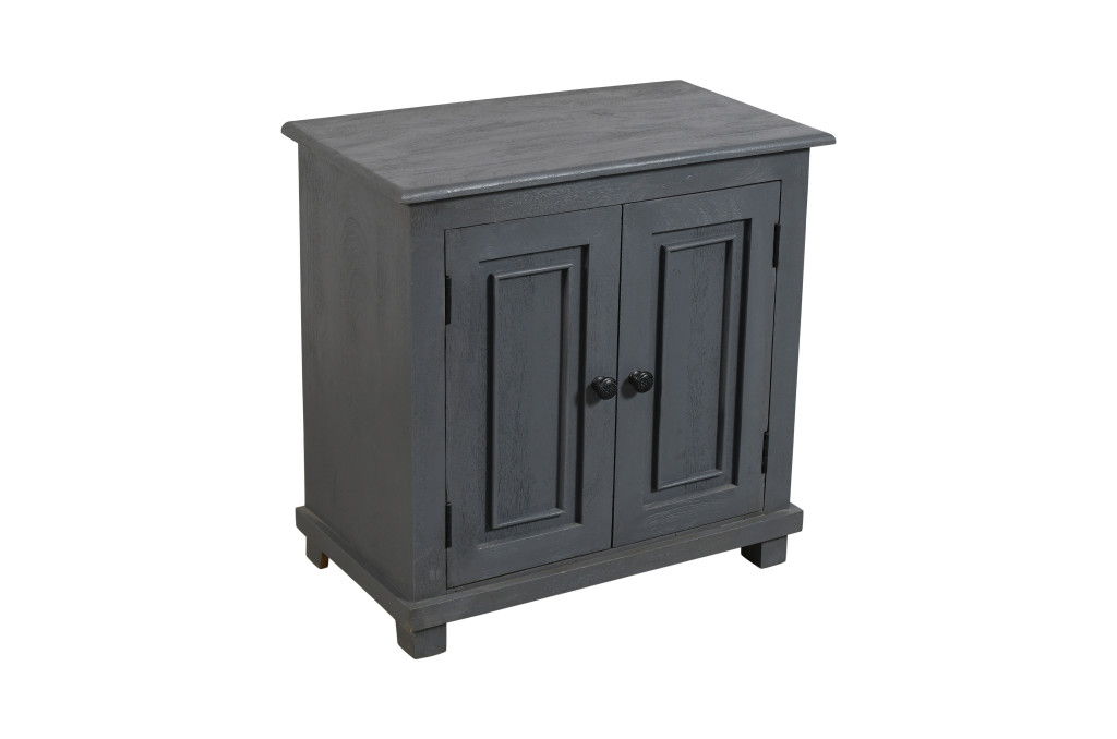28" Distressed Solid Wood Nightstand With Storage - Gray