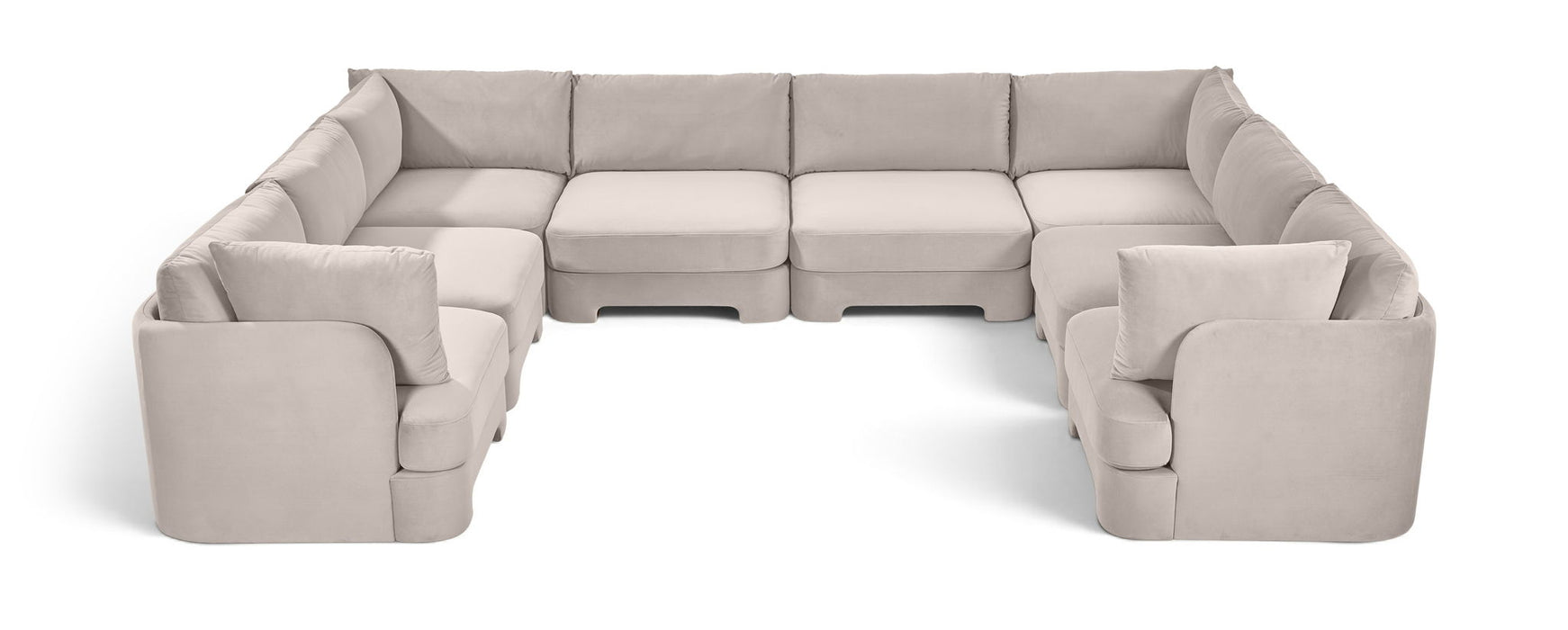 Meridian Furniture Hammond velvet performance fabric 8-piece U-shaped sectional sofa with plush cushioning and modern design.