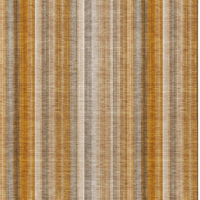9' X 12' Striped Washable Area Rug With UV Protection (648399) - Rust / Gray