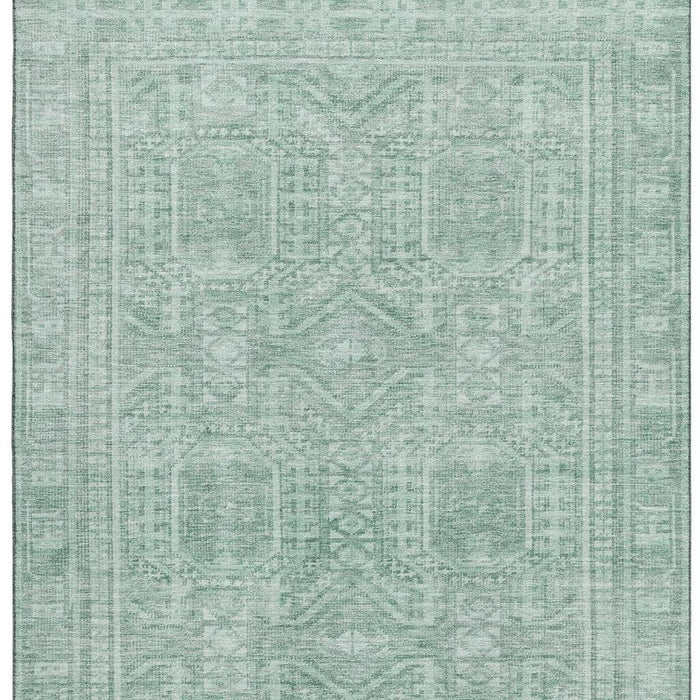 10' X 14' Geometric Washable Area Rug With UV Protection (708151) - Teal / Aqua