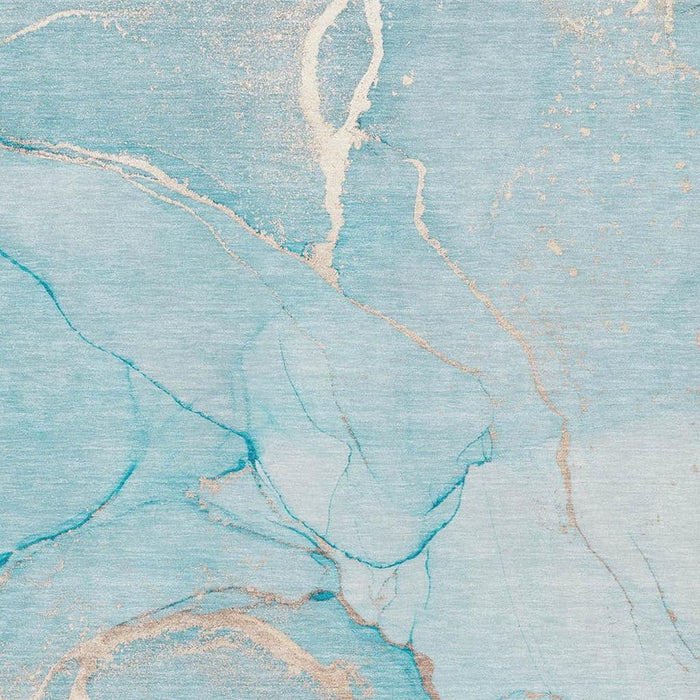 10' X 14' Abstract Washable Area Rug With UV Protection (646972) - Teal / Ivory