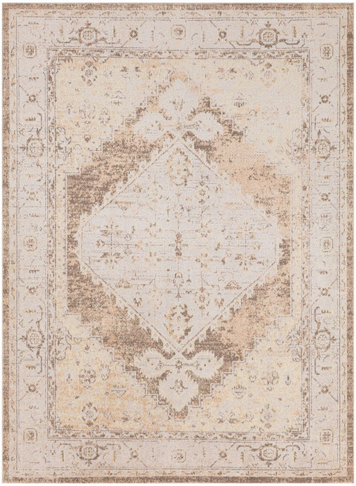 5' X 7' Floral Distressed Area Rug (554962) - Beige / Brown