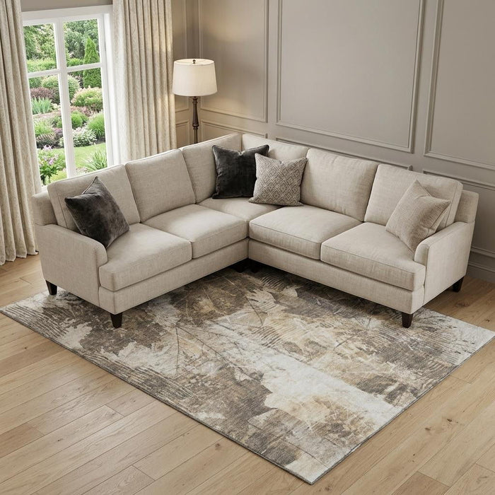 9' X 12' Floral Washable Area Rug With UV Protection (649065) - Beige / Ivory