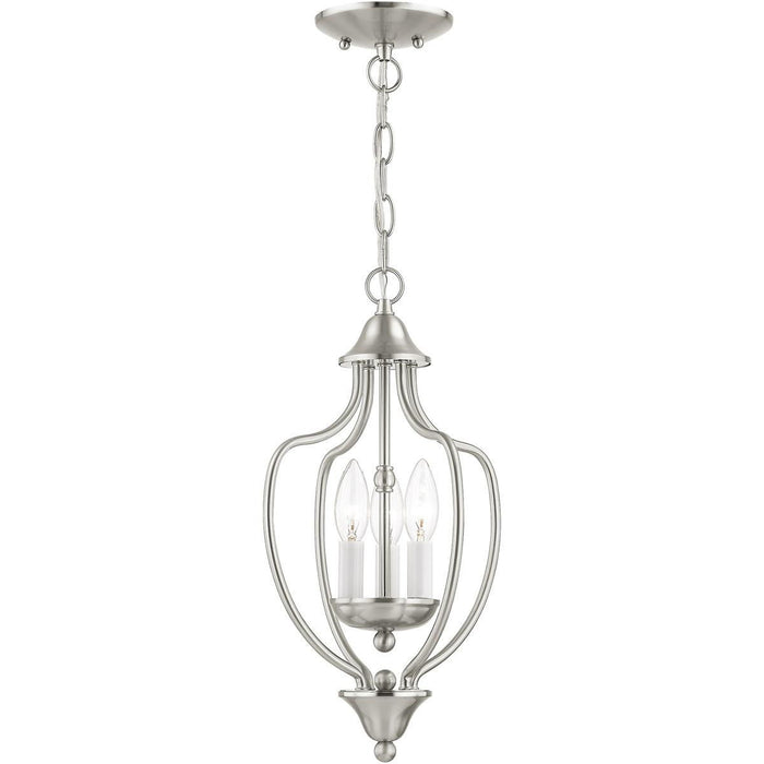 Three-Light Dimmable Chandelier With Shades - Nickel