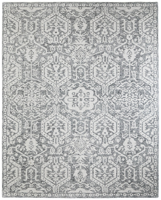12' X 15' Geometric Hand Tufted Area Rug - Gray And White