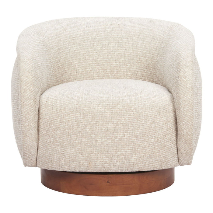 36" Upholstered Swivel Arm Chair - Beige